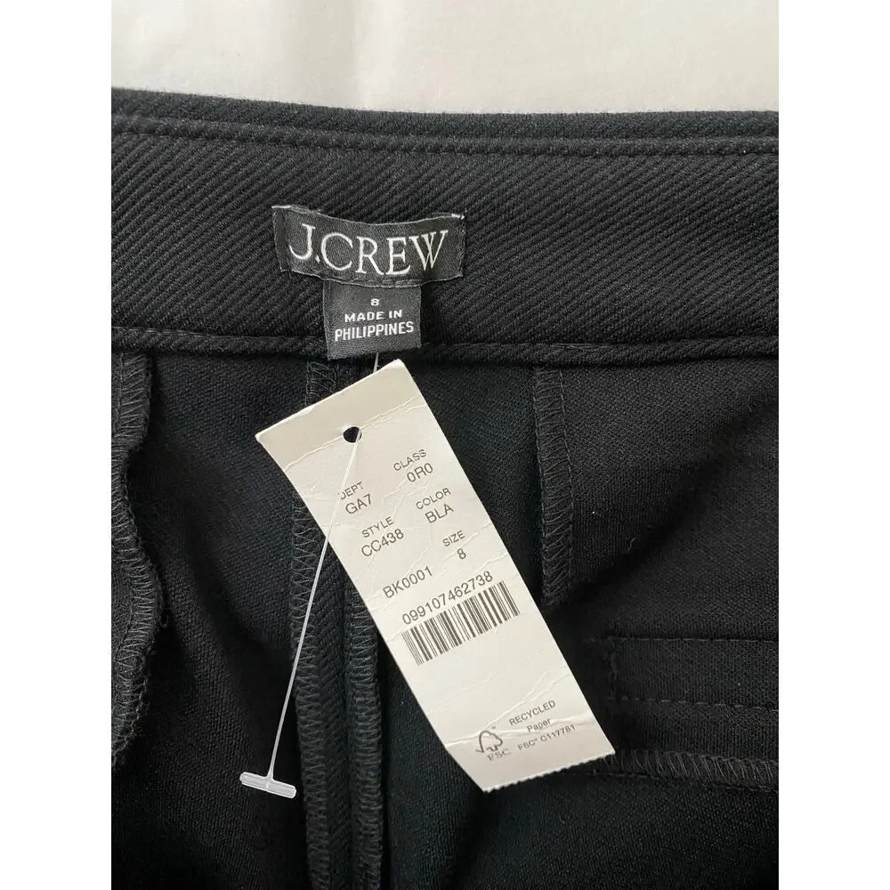 J.Crew Going Out Slim Pant Stretch Twill Black Size 8 NWT